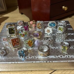 Lot of colorful costume rings sizes 5 and 6
